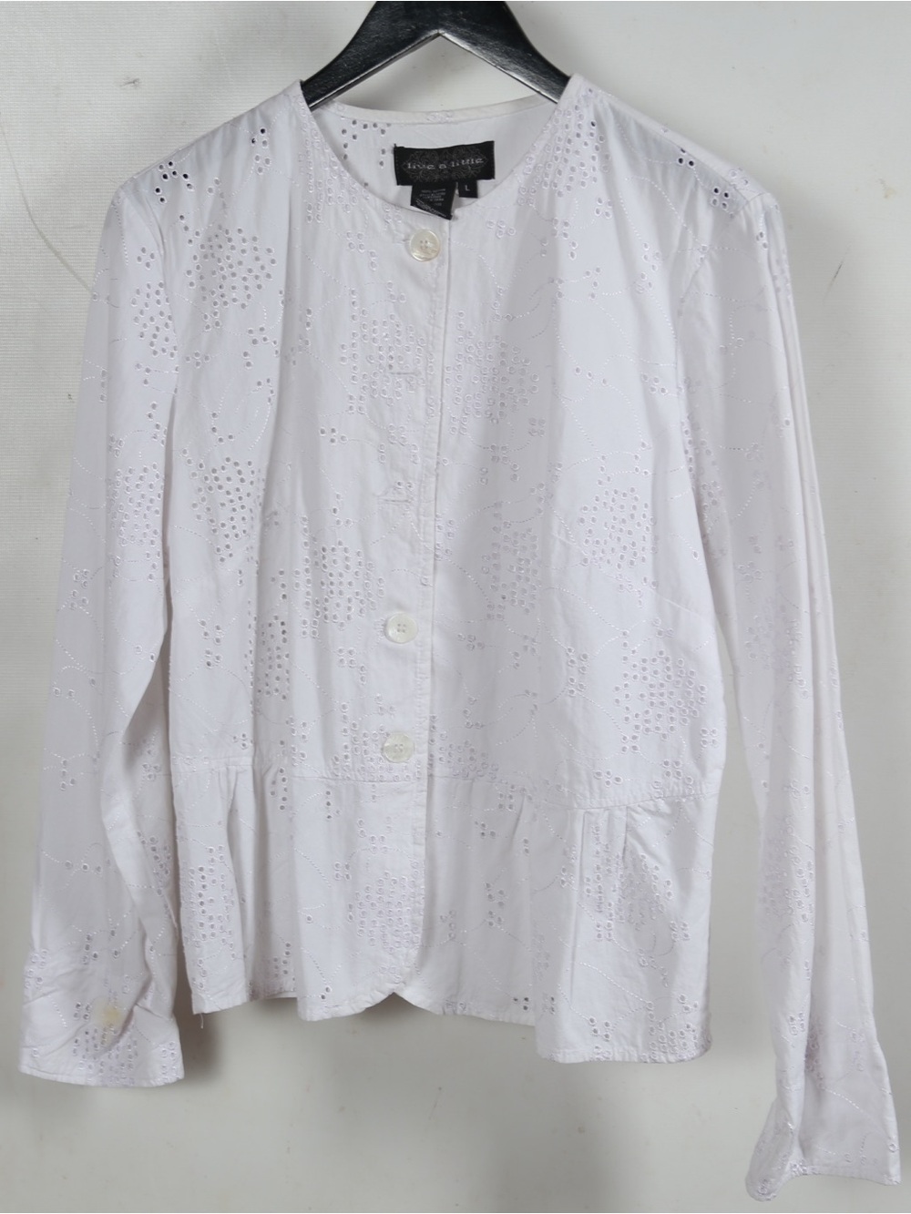 Live a Little White Eyelet Button-Down Blouse